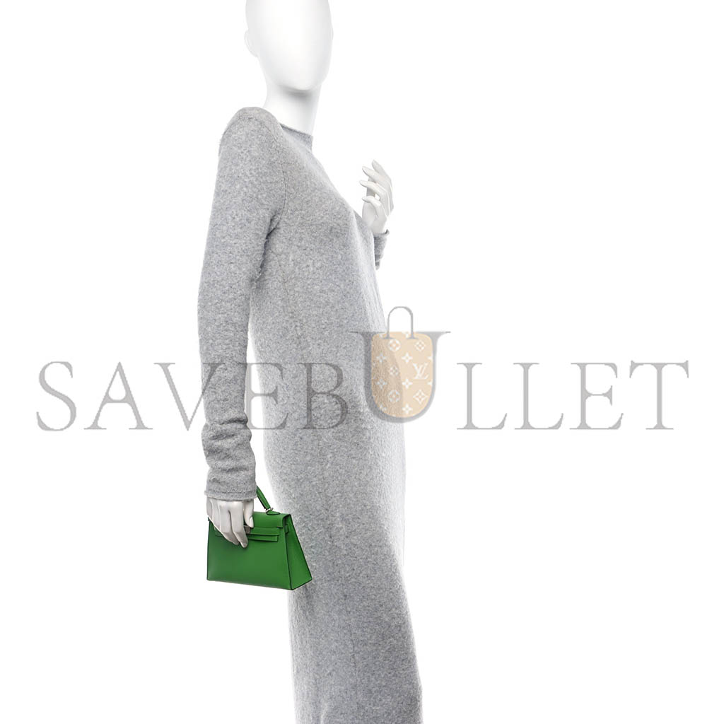 H**mes mini kelly ii epsom green silver buckle (19*12*5.5cm)